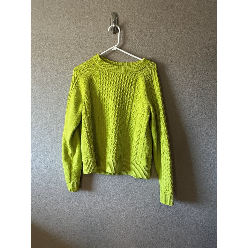 Amazon Essentials Cable Ribbon sweater Neon Yellow Neon Green Size Medium